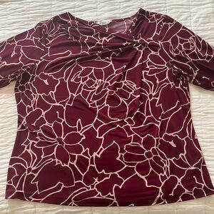 Liz Clairborne petite XL blouse. Color is maroon and blush.